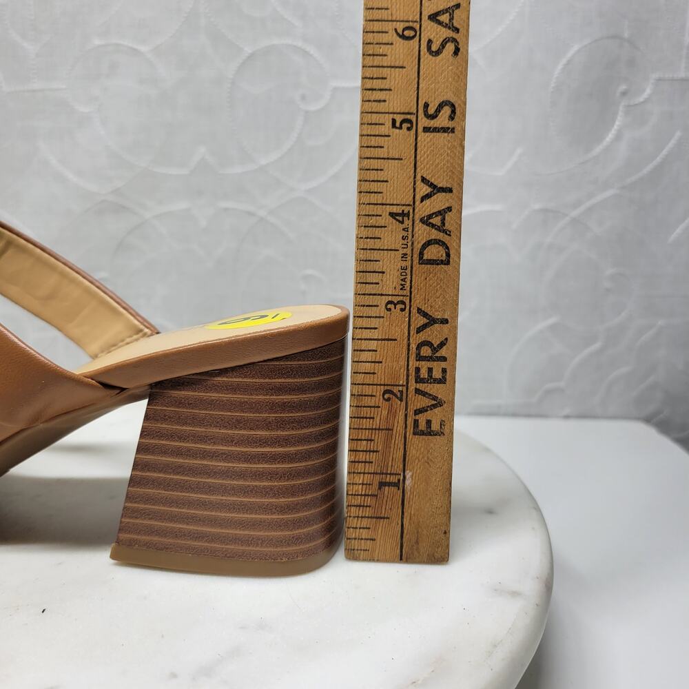 Nine West Gamer Strappy Sandals Womens 9 Brown Open Toe Slip On Block Heels New - Picture 14 of 14